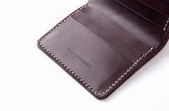 Handmade Leather Minimalist Womens Mens Bifold Small Wallets billfold Wallets for Men