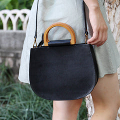 Handmade Leather Round Bag Crossbody Bag Shoulder Bag Purse for Women Leather Bag