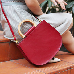 Handmade Leather Round Bag Crossbody Bag Shoulder Bag Purse for Women Leather Bag