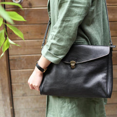 Black Satchel Bag Women's Black Leather Satchel Bag - Annie Jewel
