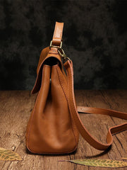 Black WOmens Leather Handbag Vintage Side Bag Brown Shoulder Bag for Ladies