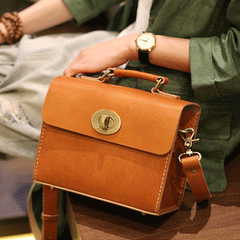Brown Leather Satchel Purse Handbags Structured Satchel Purse - Annie Jewel