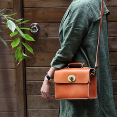 Brown Leather Satchel Purse Handbags Structured Satchel Purse - Annie Jewel