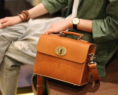 Brown Leather Satchel Purse Handbags Structured Satchel Purse - Annie Jewel