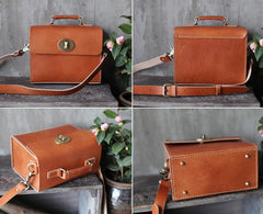 Brown Leather Satchel Purse Handbags Structured Satchel Purse - Annie Jewel