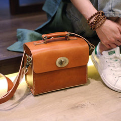 Brown Leather Satchel Purse Handbags Structured Satchel Purse - Annie Jewel