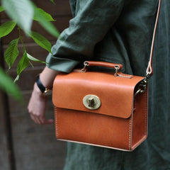 Brown Leather Satchel Purse Handbags Structured Satchel Purse - Annie Jewel