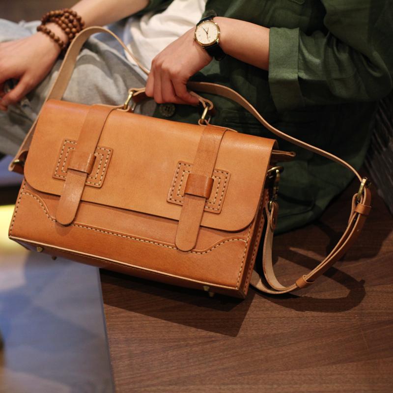 Brown Leather Satchel Purse Handbags Structured Satchel Purse - Annie Jewel