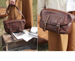 Womens Leather Satchel Bag Coffee Satchel Bag Side Shoulder Bag - Annie Jewel