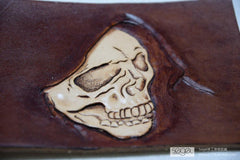 Handmade Leather Skull Death Tooled Mens billfold Wallet Cool Leather Wallet Slim Wallet for Men