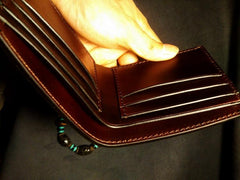 Handmade Leather Skull Tooled Mens billfold Wallet Cool Leather Wallet Slim Wallet for Men