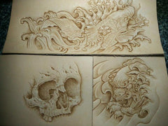 Handmade Leather Skull Tooled Mens billfold Wallet Cool Leather Wallet Slim Wallet for Men