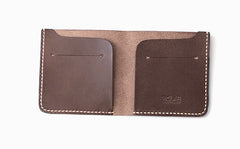 Handmade Leather Slim Black Red Womens Mens Bifold Small Wallet billfold Wallets for Men