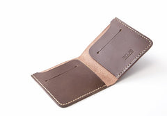 Handmade Leather Slim Black Red Womens Mens Bifold Small Wallet billfold Wallets for Men