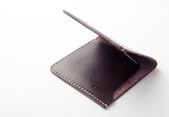 Handmade Leather Slim Black Red Womens Mens Bifold Small Wallet billfold Wallets for Men
