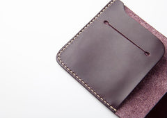 Handmade Leather Slim Black Red Womens Mens Bifold Small Wallet billfold Wallets for Men