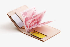 Handmade Leather Slim Black Red Womens Mens Bifold Small Wallet billfold Wallets for Men