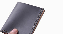 Handmade Leather Slim Coffee Red Womens Mens Bifold Small Wallet billfold Wallets for Men