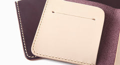 Handmade Leather Slim Coffee Red Womens Mens Bifold Small Wallet billfold Wallets for Men