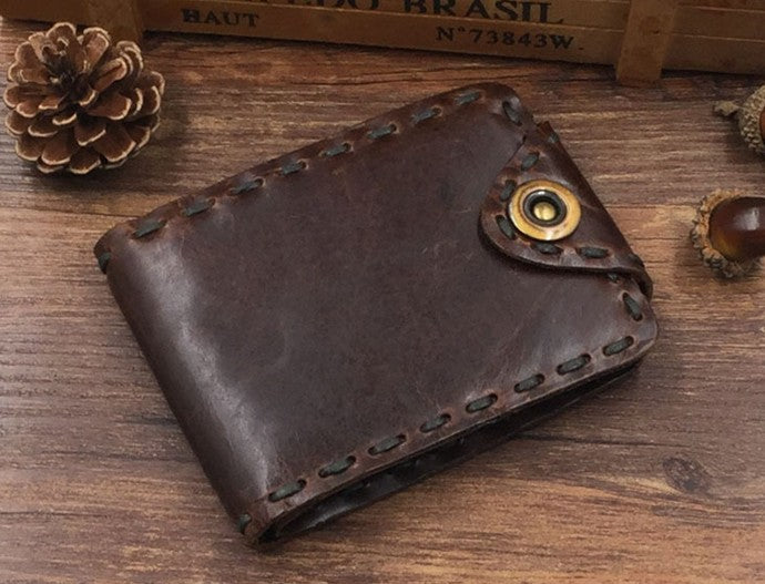 Handmade Leather Small Mens Wallet Bifold billfold Wallet for Men