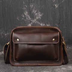 Cool Leather Small Messenger Bag Vintage Small Shoulder Bag For Men