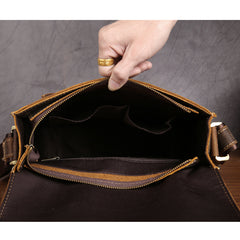 Cool Leather Small Messenger Bag Vintage Small Shoulder Bag Crossbody Bag For Men