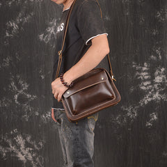 Cool Leather Small Messenger Bag Vintage Small Shoulder Bag For Men