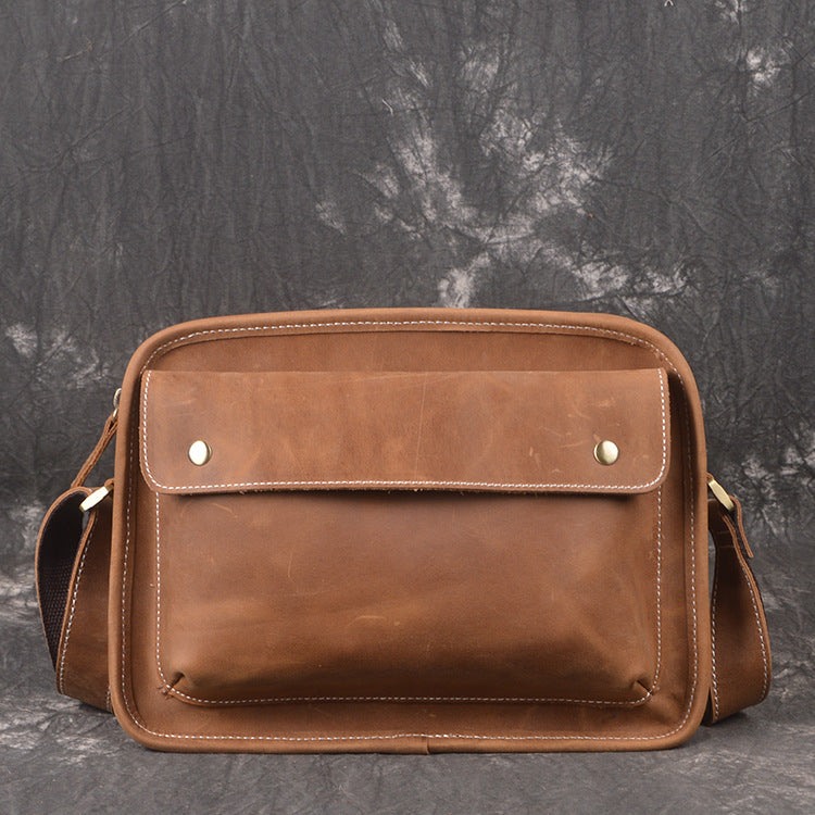 Cool Leather Small Messenger Bag Vintage Small Shoulder Bag For Men