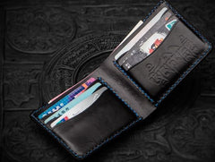 Handmade Leather Chinese Lion Tooled Mens Small Wallet Cool Slim billfold Wallet for Men