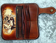 Handmade Leather Tooled Prajna Biker Chain Wallet Long Wallet for Men