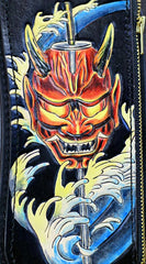 Handmade Leather Tooled Japanese Samurai Biker Chain Wallet Long Wallet for Men