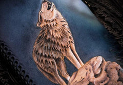 Handmade Leather Tooled Wolf Chain Wallet Mens Biker Wallet Cool Leather Wallet Long Phone Wallets for Men