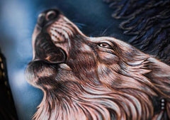 Handmade Leather Tooled Wolf Chain Wallet Mens Biker Wallet Cool Leather Wallet Long Phone Wallets for Men