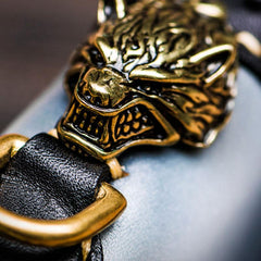 Handmade Leather Tooled Wolf Chain Wallet Mens Biker Wallet Cool Leather Wallet Long Phone Wallets for Men