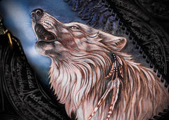 Handmade Leather Tooled Wolf Chain Wallet Mens Biker Wallet Cool Leather Wallet Long Phone Wallets for Men