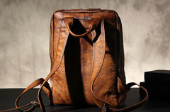 Handmade Leather Vintage Brown Mens Leather Backpack Travel Bag for men