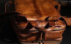 Handmade Leather Vintage Brown Mens Leather Backpack Travel Bag for men
