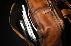 Handmade Leather Vintage Brown Mens Leather Backpack Travel Bag for men