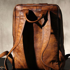 Handmade Leather Vintage Brown Mens Leather Backpack Travel Bag for men
