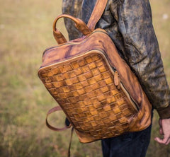Handmade Leather Vintage Brown Mens Leather Backpack Travel Bag for men