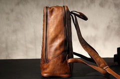 Handmade Leather Vintage Brown Mens Leather Backpack Travel Bag for men