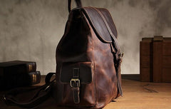 Handmade Vintage Leather Coffee Mens Cool Leather Backpack Travel Bag for men