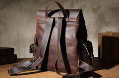 Handmade Vintage Leather Coffee Mens Cool Leather Backpack Travel Bag for men