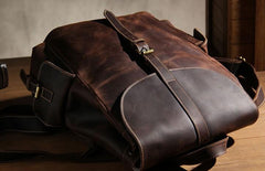 Handmade Vintage Leather Coffee Mens Cool Leather Backpack Travel Bag for men