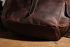 Handmade Vintage Leather Coffee Mens Cool Leather Backpack Travel Bag for men