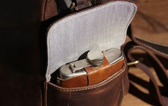 Handmade Vintage Leather Coffee Mens Cool Leather Backpack Travel Bag for men