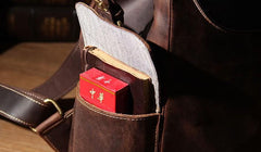 Handmade Vintage Leather Coffee Mens Cool Leather Backpack Travel Bag for men