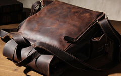 Handmade Vintage Leather Coffee Mens Cool Leather Backpack Travel Bag for men