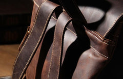 Handmade Vintage Leather Coffee Mens Cool Leather Backpack Travel Bag for men