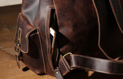 Handmade Vintage Leather Coffee Mens Cool Leather Backpack Travel Bag for men